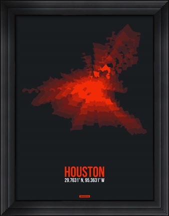 Framed Houston Radiant Map 2 Print