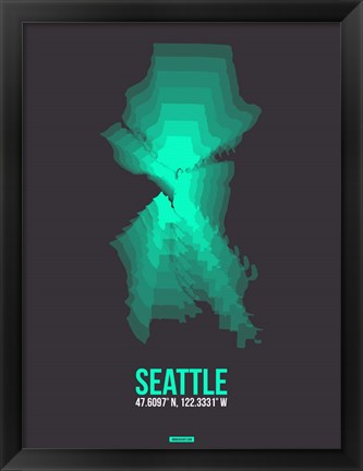 Framed Seattle Radiant Map 1 Print