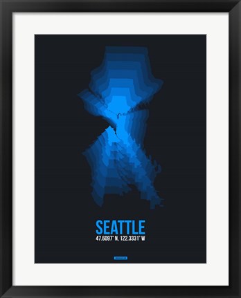 Framed Seattle Radiant Map 2 Print