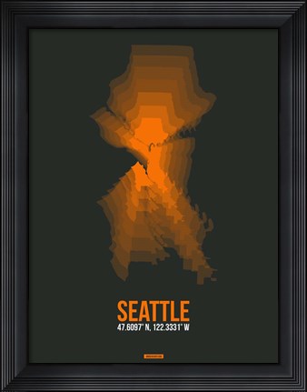 Framed Seattle Radiant Map 3 Print