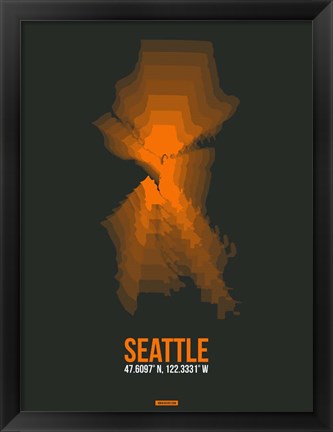 Framed Seattle Radiant Map 3 Print