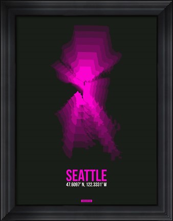 Framed Seattle Radiant Map 4 Print