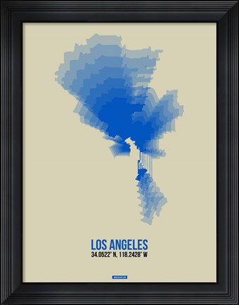 Framed Los Angeles Radiant Map 2 Print