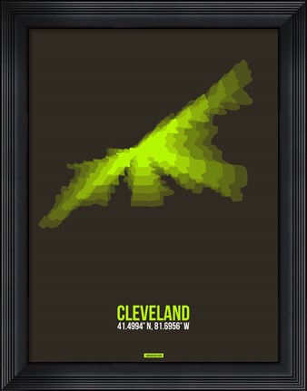 Framed Cleveland Radiant Map 1 Print