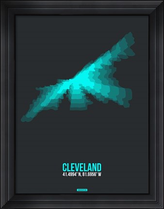 Framed Cleveland Radiant Map 2 Print