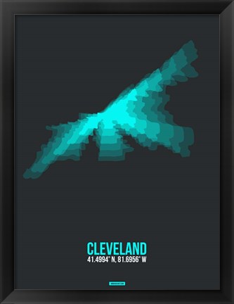 Framed Cleveland Radiant Map 2 Print