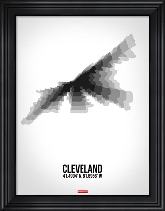 Framed Cleveland Radiant Map 4 Print