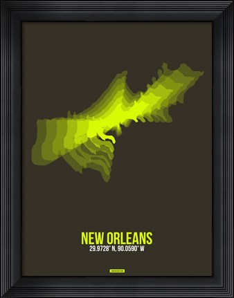 Framed New Orleans Radiant Map 1 Print