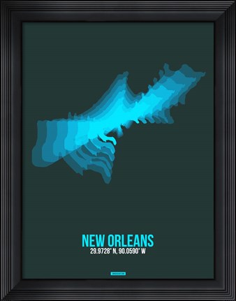 Framed New Orleans Radiant Map 2 Print