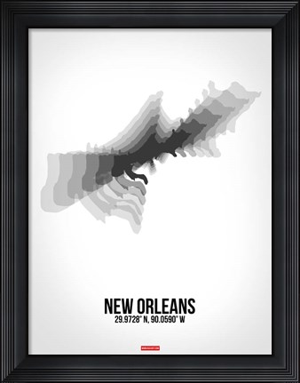 Framed New Orleans Radiant Map 4 Print