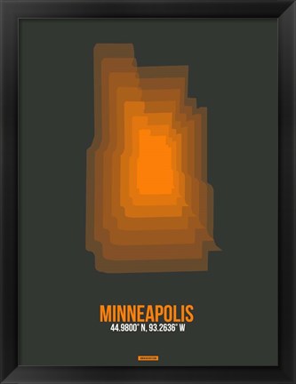 Framed Minneapolis Radiant Map 3 Print