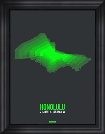 Framed Honolulu Radiant Map 1 Print