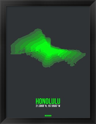 Framed Honolulu Radiant Map 1 Print