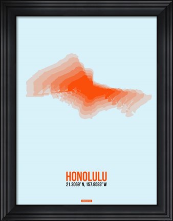 Framed Honolulu Radiant Map 2 Print
