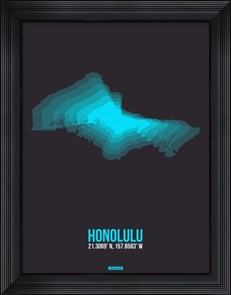 Framed Honolulu Radiant Map 3 Print
