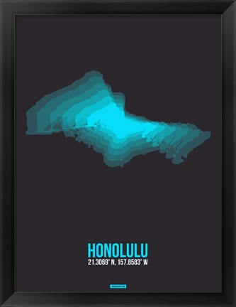 Framed Honolulu Radiant Map 3 Print