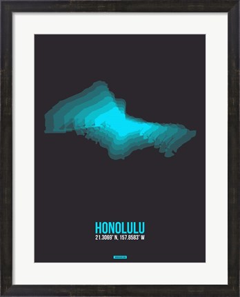 Framed Honolulu Radiant Map 3 Print