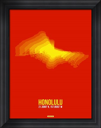 Framed Honolulu Radiant Map 4 Print