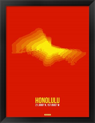 Framed Honolulu Radiant Map 4 Print