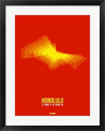 Framed Honolulu Radiant Map 4 Print