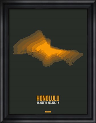 Framed Honolulu Radiant Map 5 Print