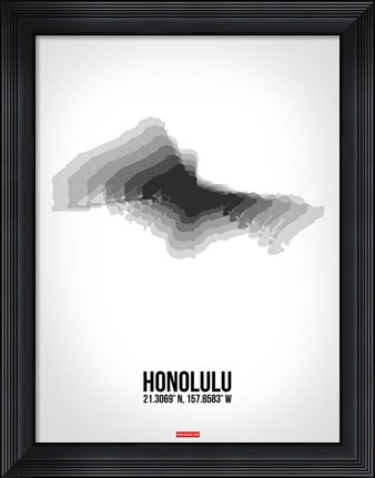 Framed Honolulu Radiant Map 6 Print