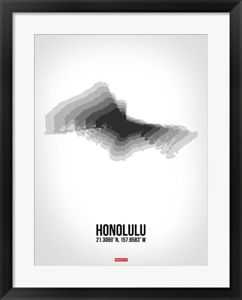 Framed Honolulu Radiant Map 6 Print