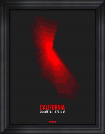 Framed California Radiant Map 1 Print