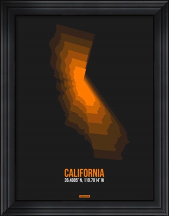 Framed California Radiant Map 2 Print