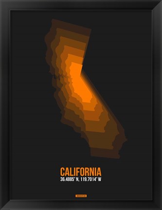 Framed California Radiant Map 2 Print