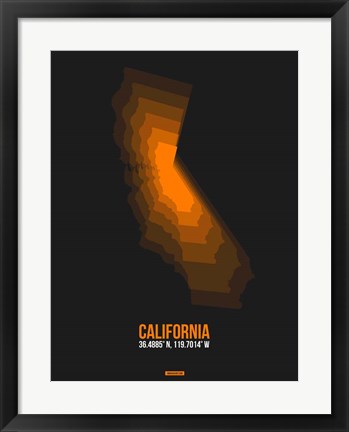 Framed California Radiant Map 2 Print