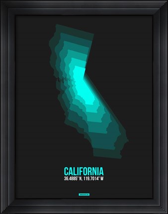 Framed California Radiant Map 3 Print