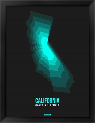 Framed California Radiant Map 3 Print