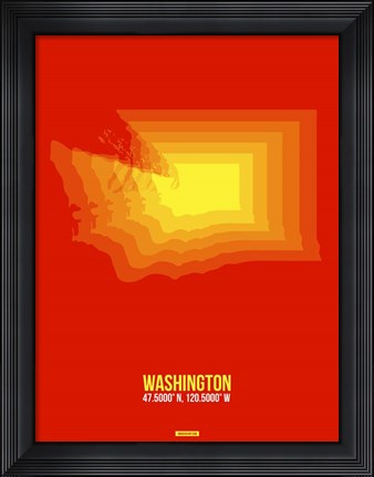 Framed Washington Radiant Map 1 Print