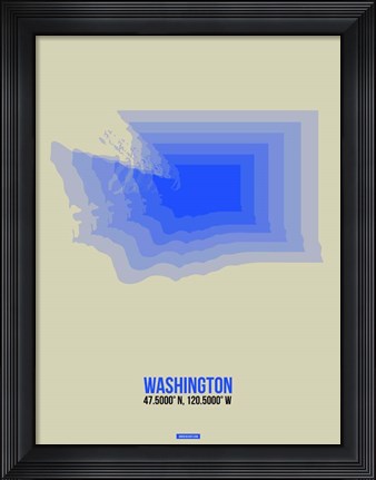 Framed Washington Radiant Map 3 Print