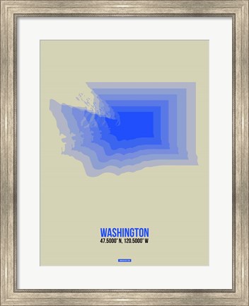 Framed Washington Radiant Map 3 Print