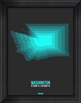 Framed Washington Radiant Map 4 Print