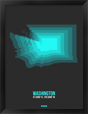 Framed Washington Radiant Map 4 Print