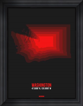 Framed Washington Radiant Map 6 Print