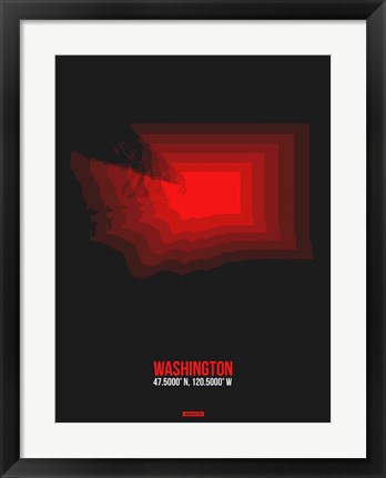 Framed Washington Radiant Map 6 Print