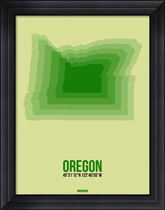 Framed Oregon Radiant Map 3 Print