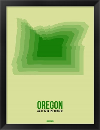 Framed Oregon Radiant Map 3 Print