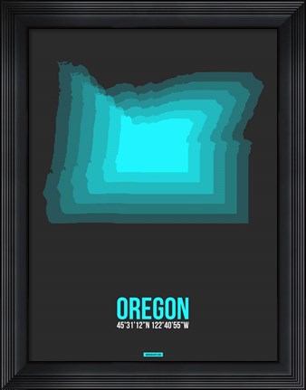 Framed Oregon Radiant Map 5 Print