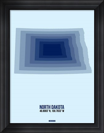 Framed North Dakota Radiant Map 2 Print