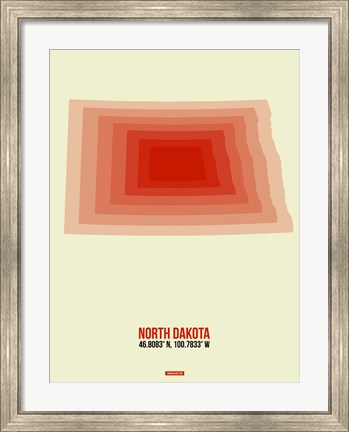 Framed North Dakota Radiant Map 3 Print