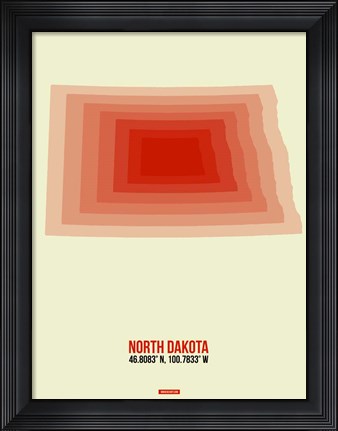 Framed North Dakota Radiant Map 3 Print