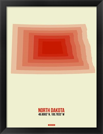 Framed North Dakota Radiant Map 3 Print