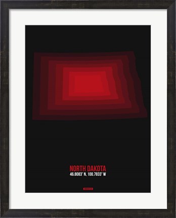 Framed North Dakota Radiant Map 6 Print