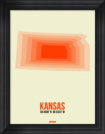 Framed Kansas Radiant Map 1 Print