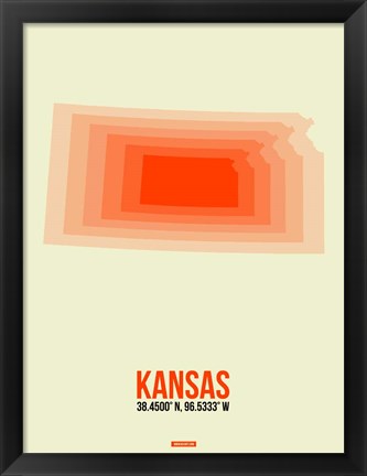 Framed Kansas Radiant Map 1 Print